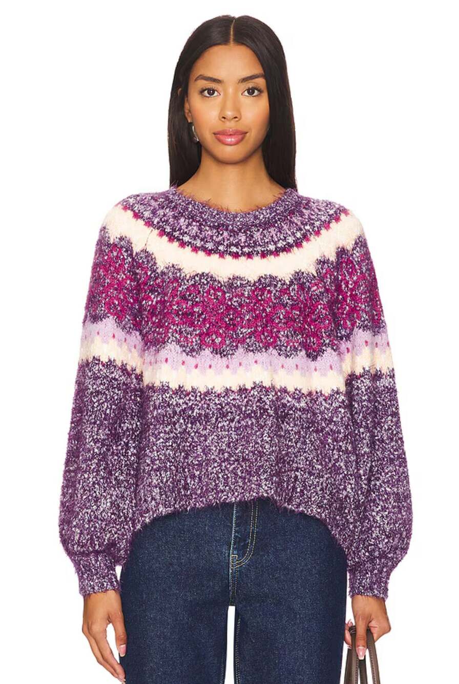 NWT Free People Frost Sweater In Blackberry Wine Combo Small